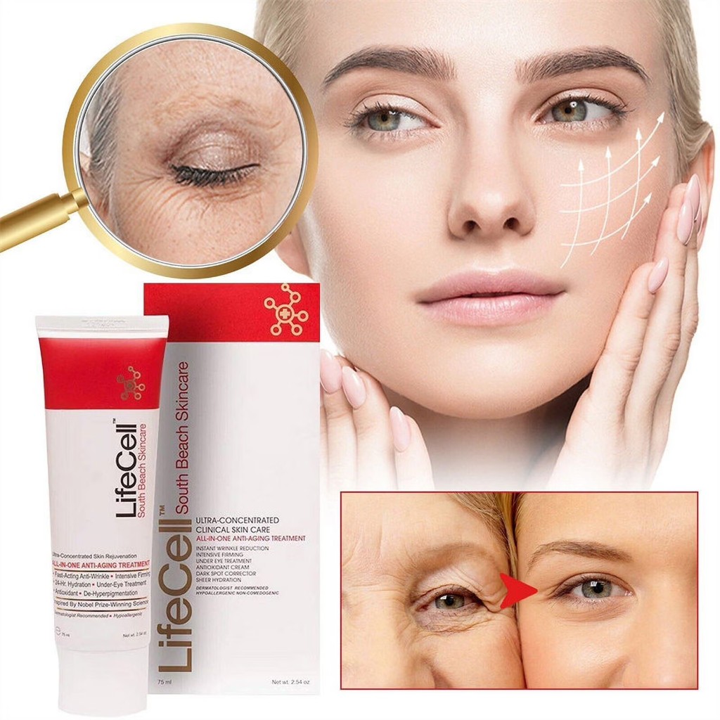 LifeCell before and after eye area — crow's feet and firming effect